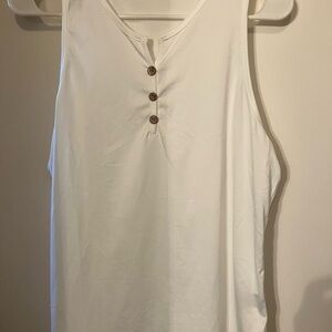 White Sleeveless Button-Front Top